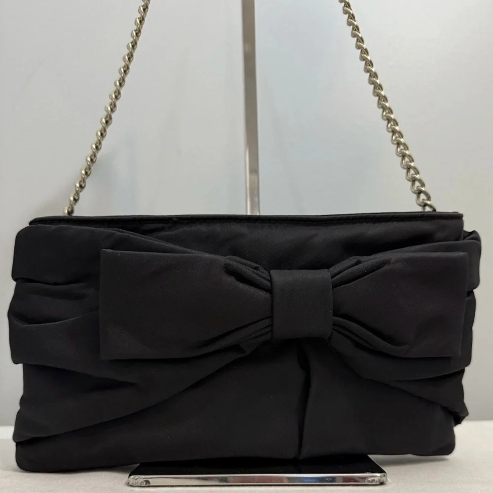 Kate Spade Have Courage Shoulder Bag Black Nylon Bow PXRU2267